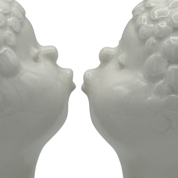 Vintage Fitz and Floyd Kissing Angel Candle Holders Set Of 2 White Ceramic - Picture 2 of 6